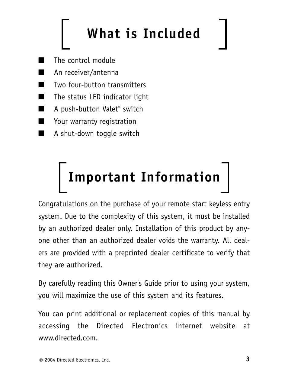What is included, Important information | CLIFFORD 562C User Manual | Page 7 / 30