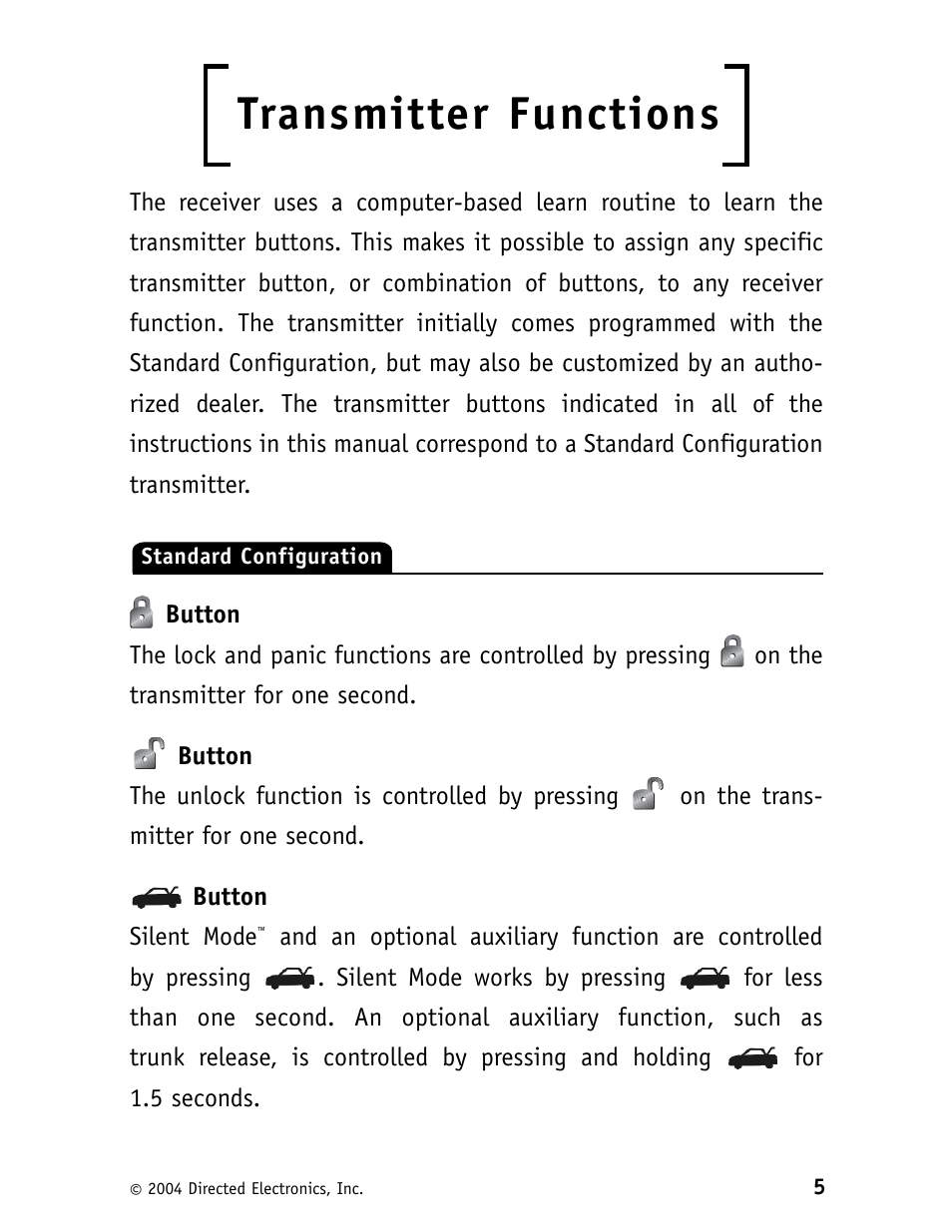 Transmitter functions | CLIFFORD 562C User Manual | Page 9 / 30