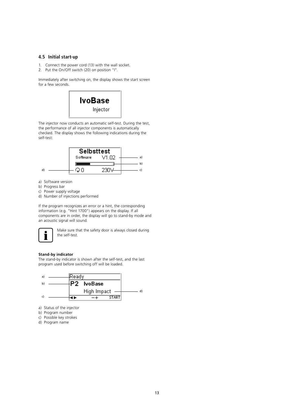 5 initial start-up | Ivoclar Vivadent IvoBase Injector User Manual | Page 13 / 28