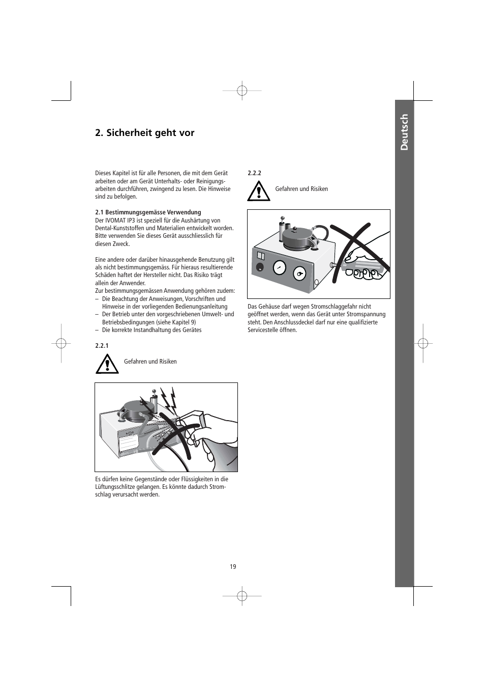 Sicherheit geht vor deutsch | Ivoclar Vivadent Ivomat IP3 User Manual | Page 19 / 64