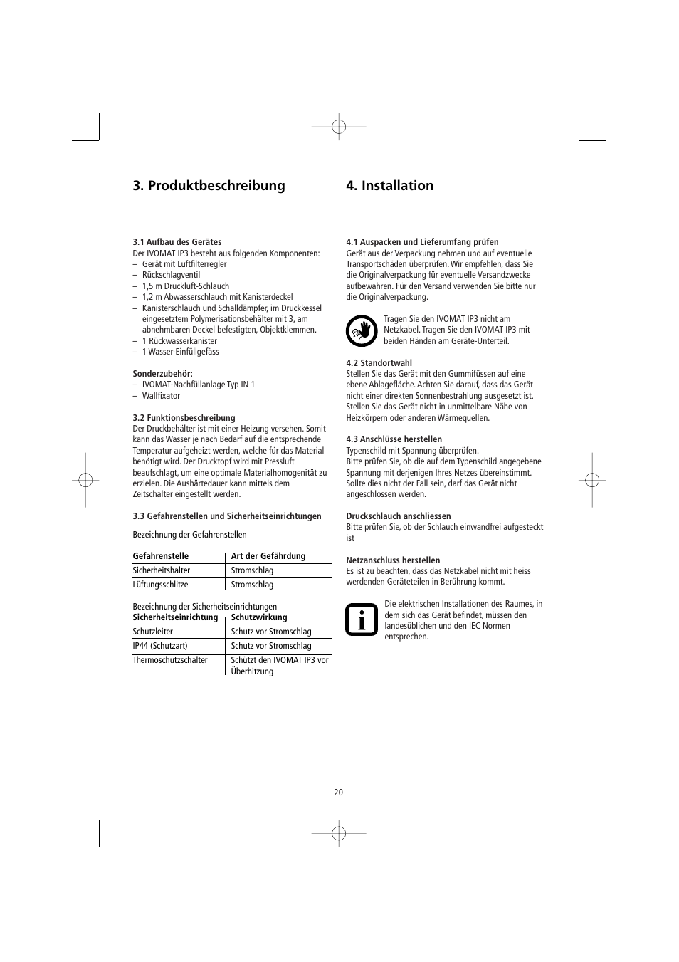 Produktbeschreibung, Installation | Ivoclar Vivadent Ivomat IP3 User Manual | Page 20 / 64