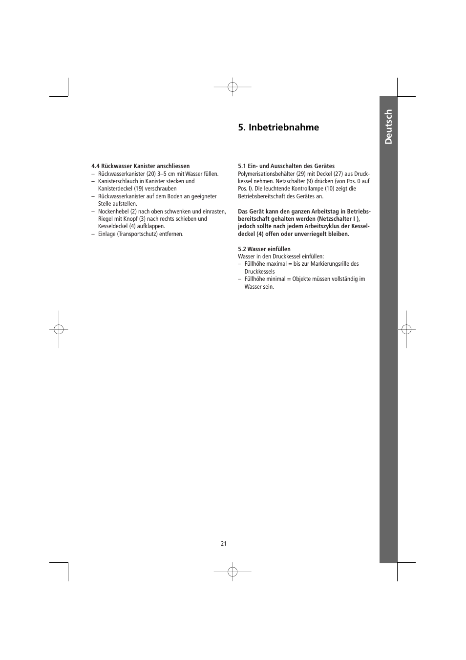 Inbetriebnahme deutsch | Ivoclar Vivadent Ivomat IP3 User Manual | Page 21 / 64