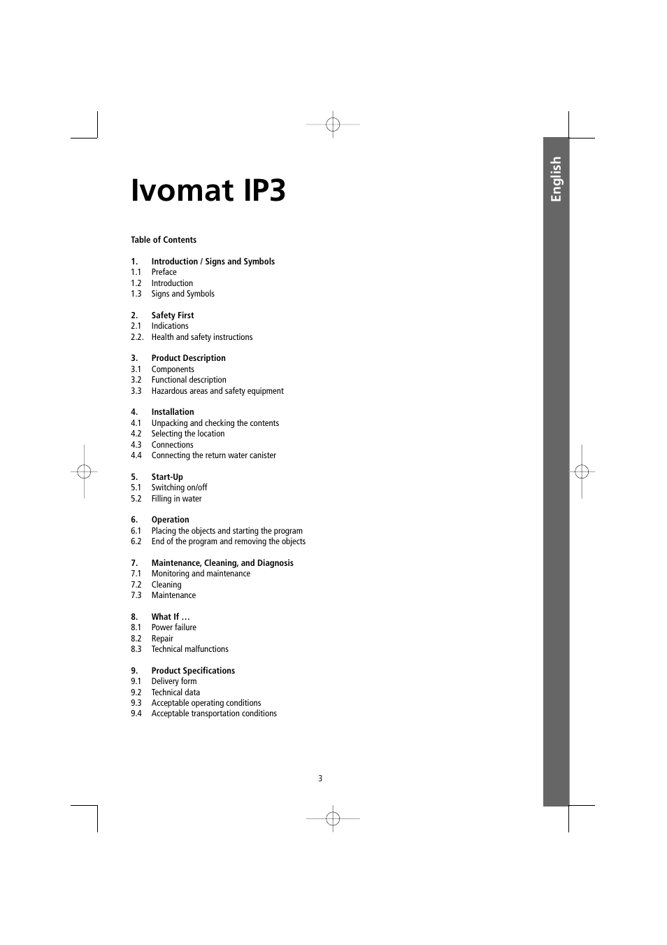 English, Ivomat ip3 | Ivoclar Vivadent Ivomat IP3 User Manual | Page 3 / 64