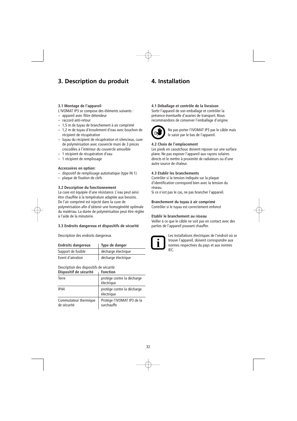 Description du produit 4. installation | Ivoclar Vivadent Ivomat IP3 User Manual | Page 32 / 64