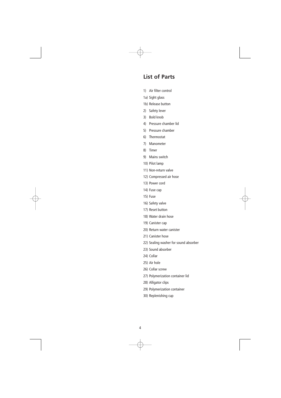 List of parts | Ivoclar Vivadent Ivomat IP3 User Manual | Page 4 / 64