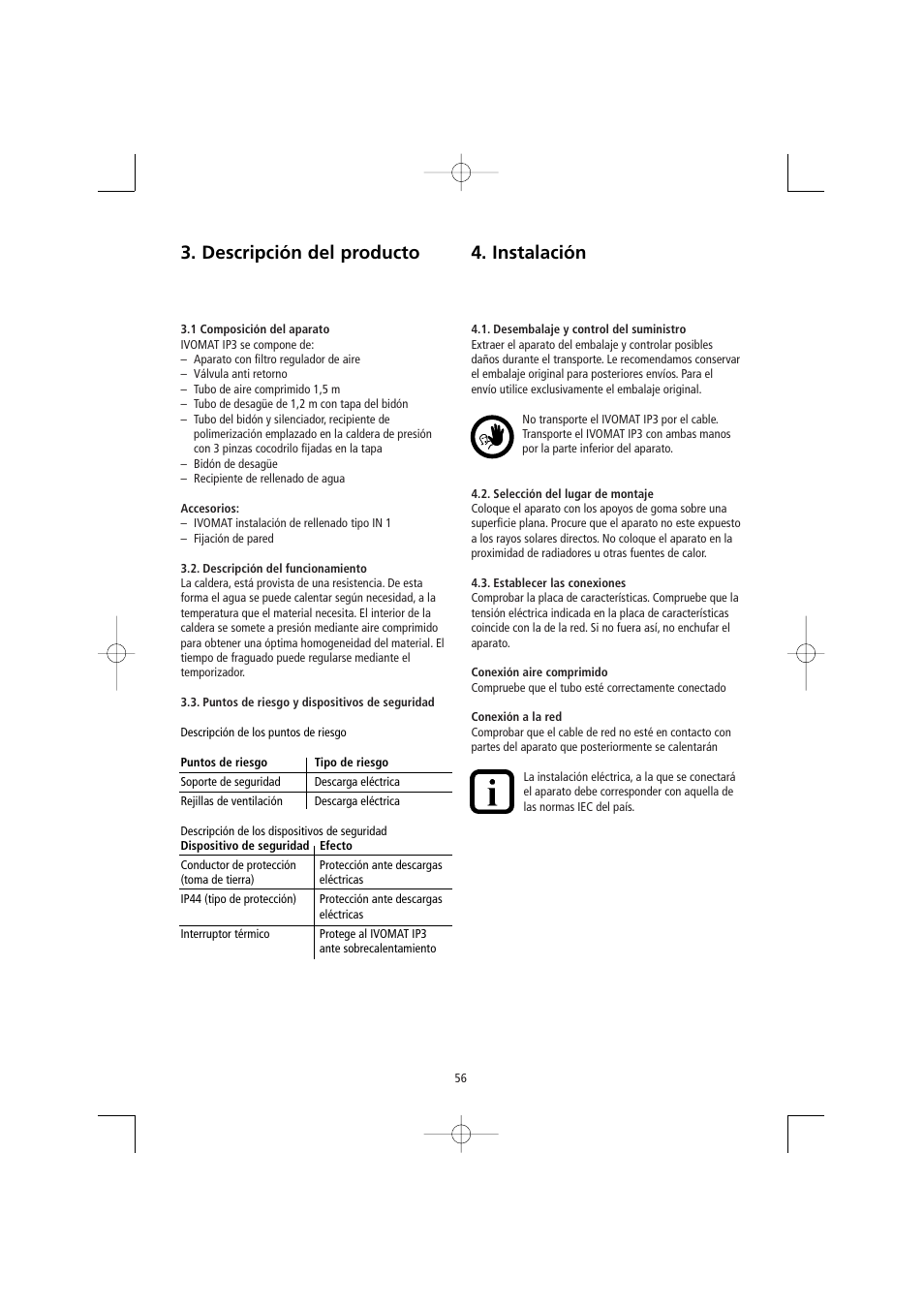 Descripción del producto, Instalación | Ivoclar Vivadent Ivomat IP3 User Manual | Page 56 / 64