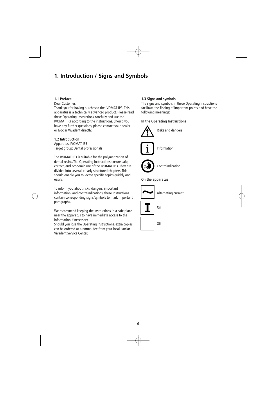 Introduction / signs and symbols | Ivoclar Vivadent Ivomat IP3 User Manual | Page 6 / 64