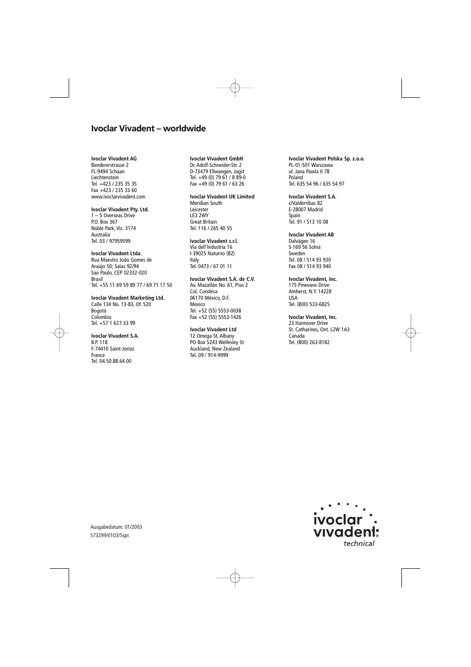 Ivoclar vivadent – worldwide | Ivoclar Vivadent Ivomat IP3 User Manual | Page 64 / 64