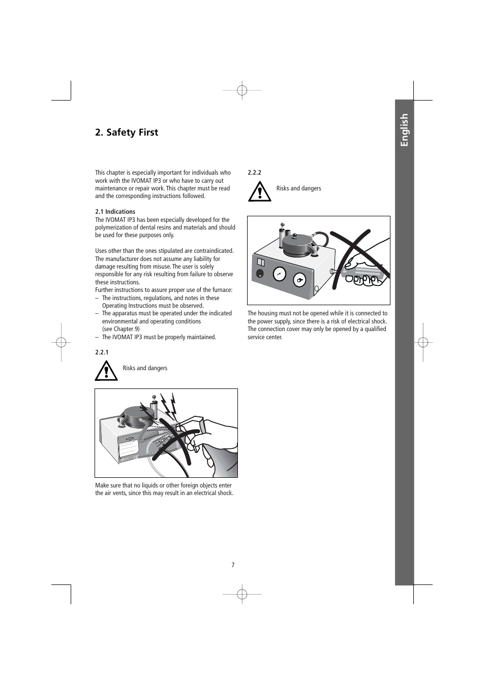 English 2. safety first | Ivoclar Vivadent Ivomat IP3 User Manual | Page 7 / 64