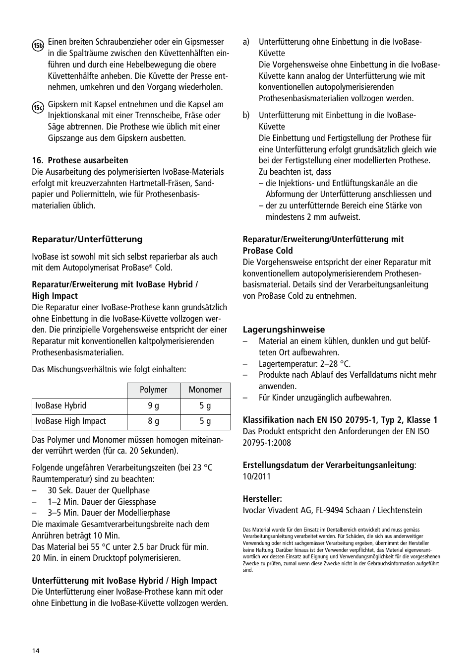 Ivoclar Vivadent IvoBase Material User Manual | Page 14 / 68