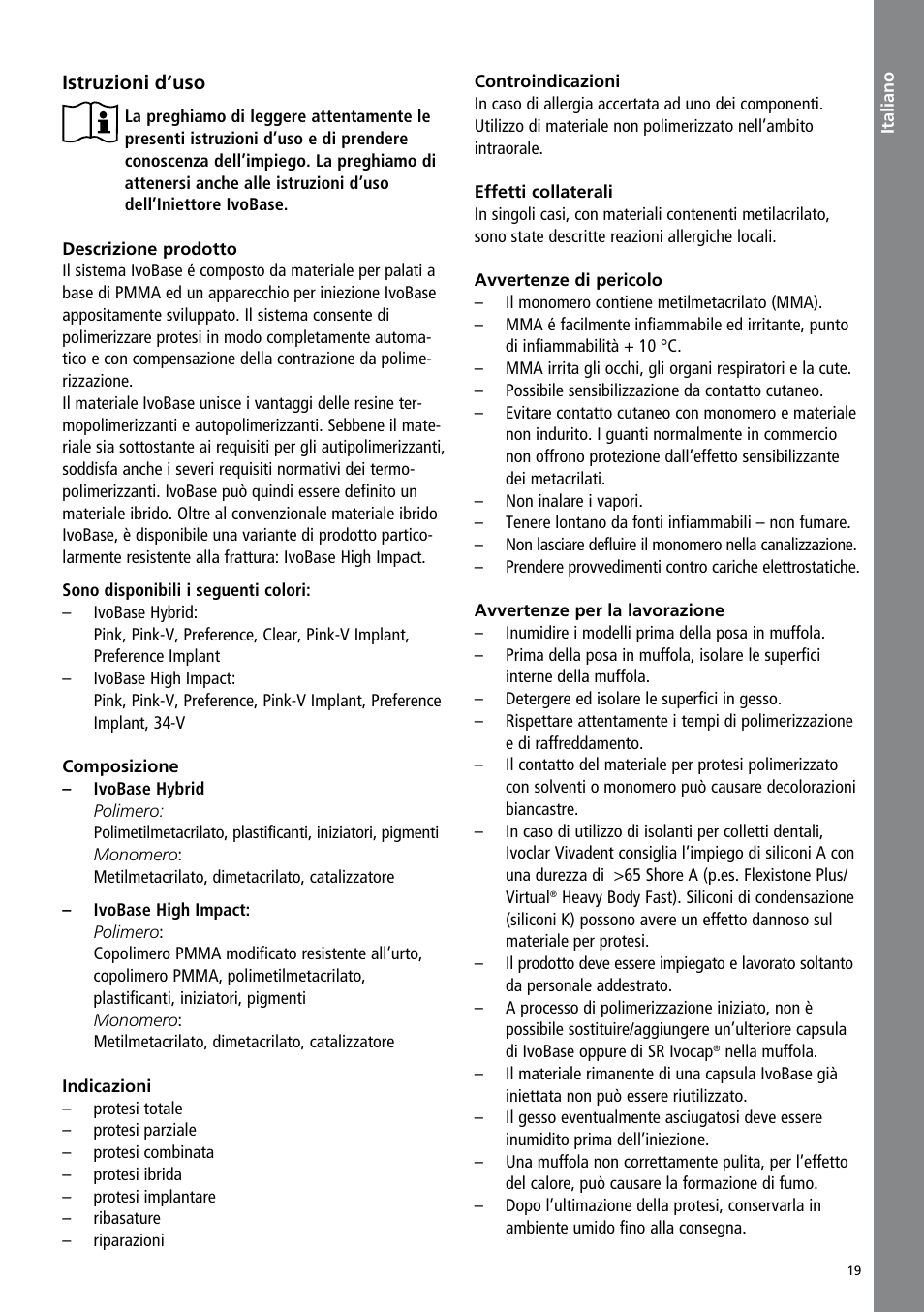 Ivoclar Vivadent IvoBase Material User Manual | Page 19 / 68
