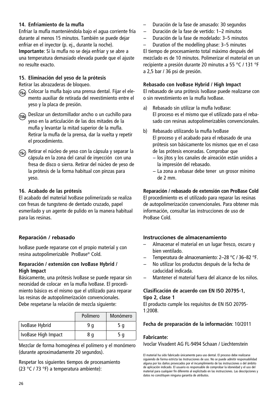 Ivoclar Vivadent IvoBase Material User Manual | Page 26 / 68
