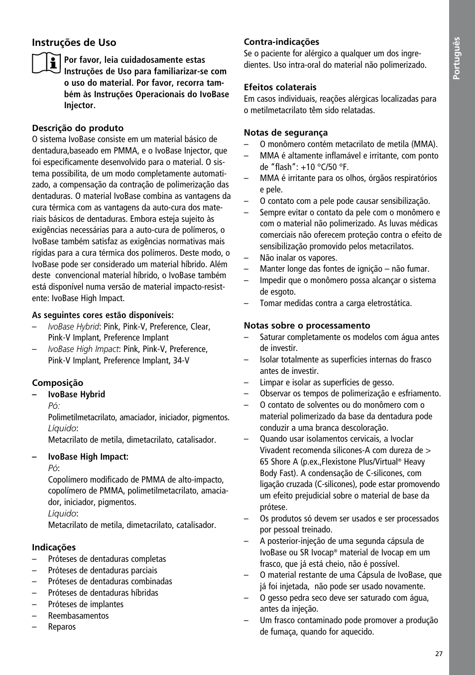 Ivoclar Vivadent IvoBase Material User Manual | Page 27 / 68