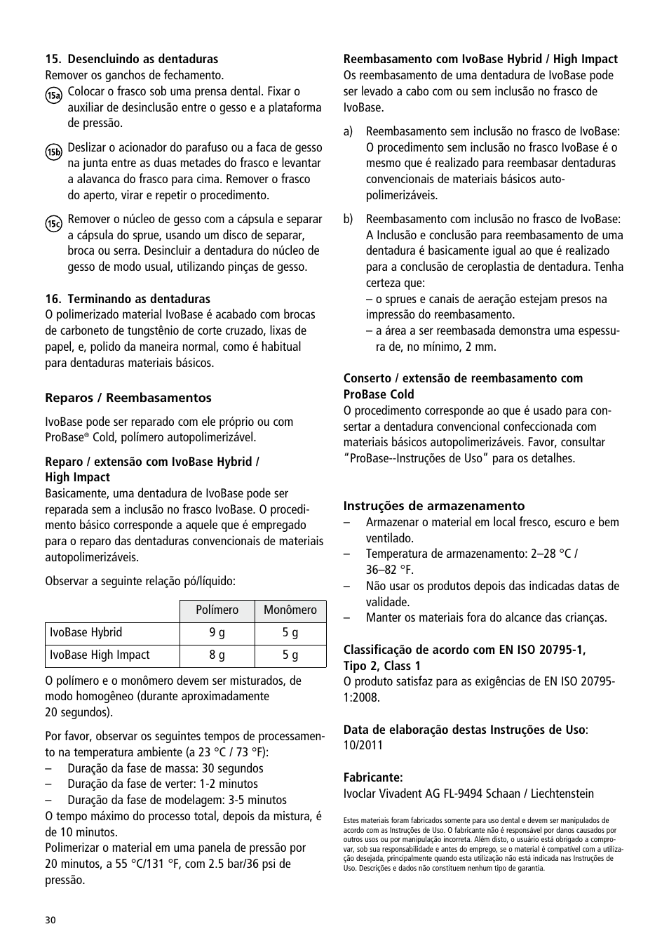 Ivoclar Vivadent IvoBase Material User Manual | Page 30 / 68