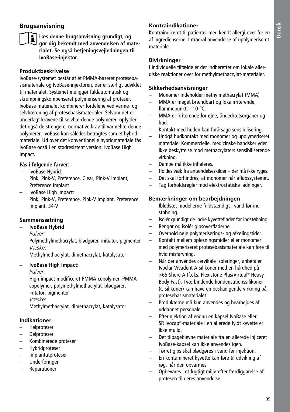 Ivoclar Vivadent IvoBase Material User Manual | Page 35 / 68