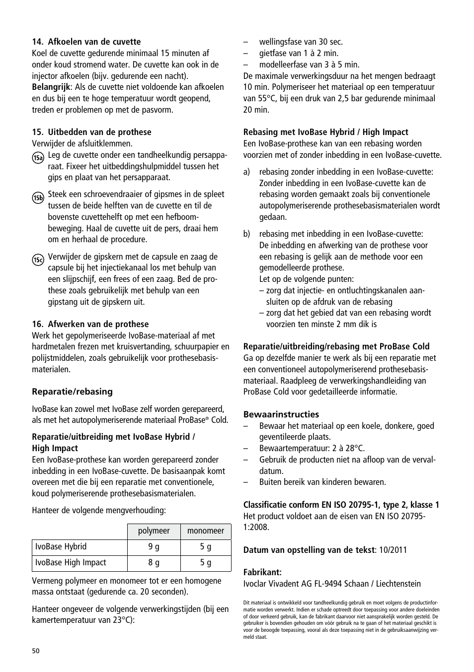 Ivoclar Vivadent IvoBase Material User Manual | Page 50 / 68