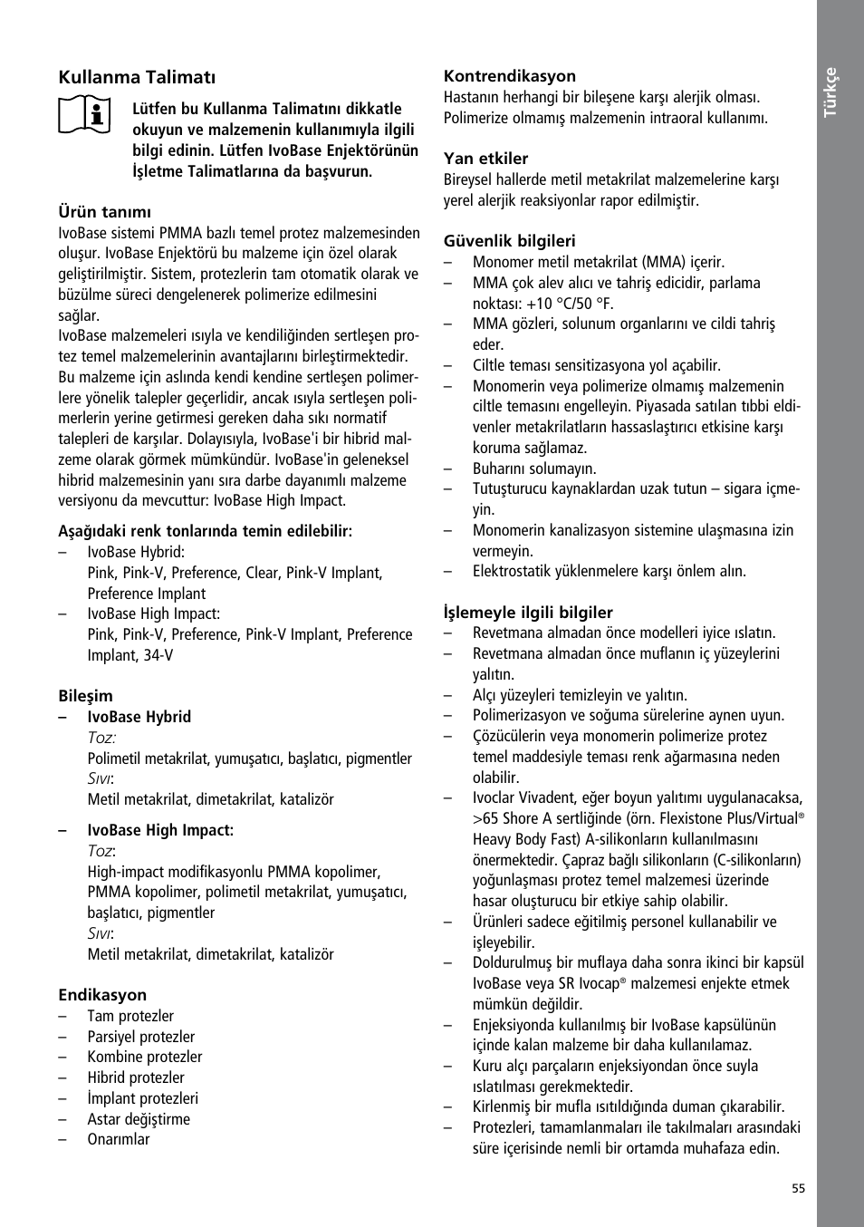 Ivoclar Vivadent IvoBase Material User Manual | Page 55 / 68