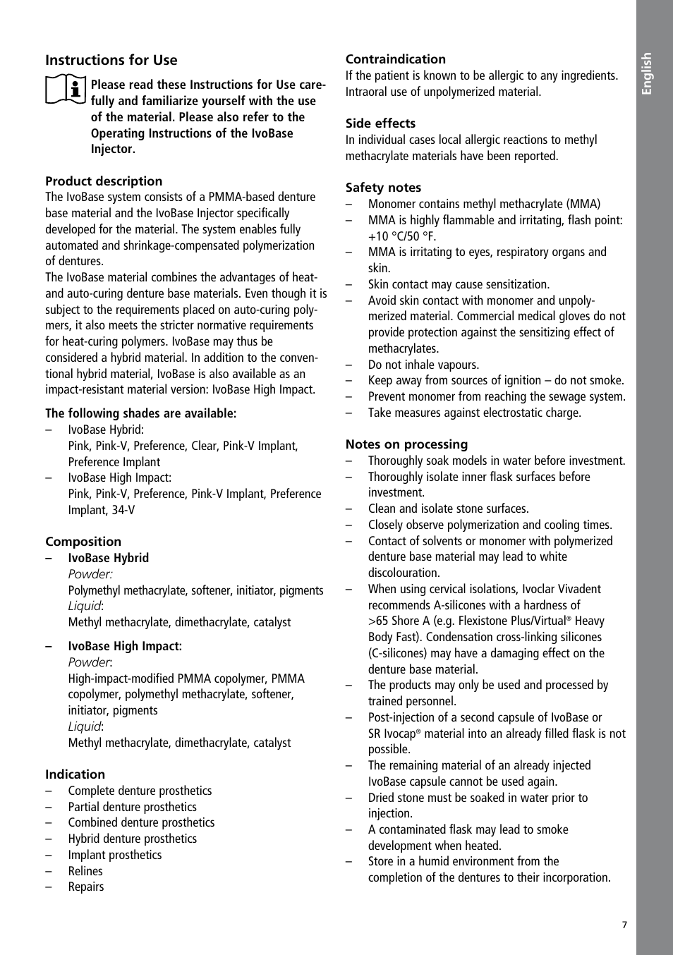 Ivoclar Vivadent IvoBase Material User Manual | Page 7 / 68