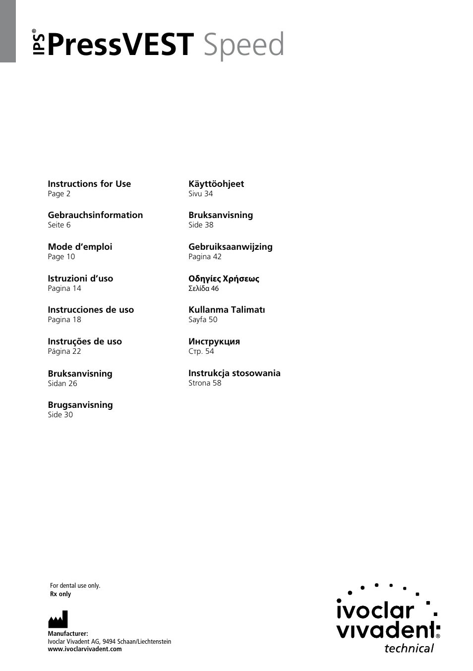 Ivoclar Vivadent IPS PressVEST Speed User Manual | 64 pages