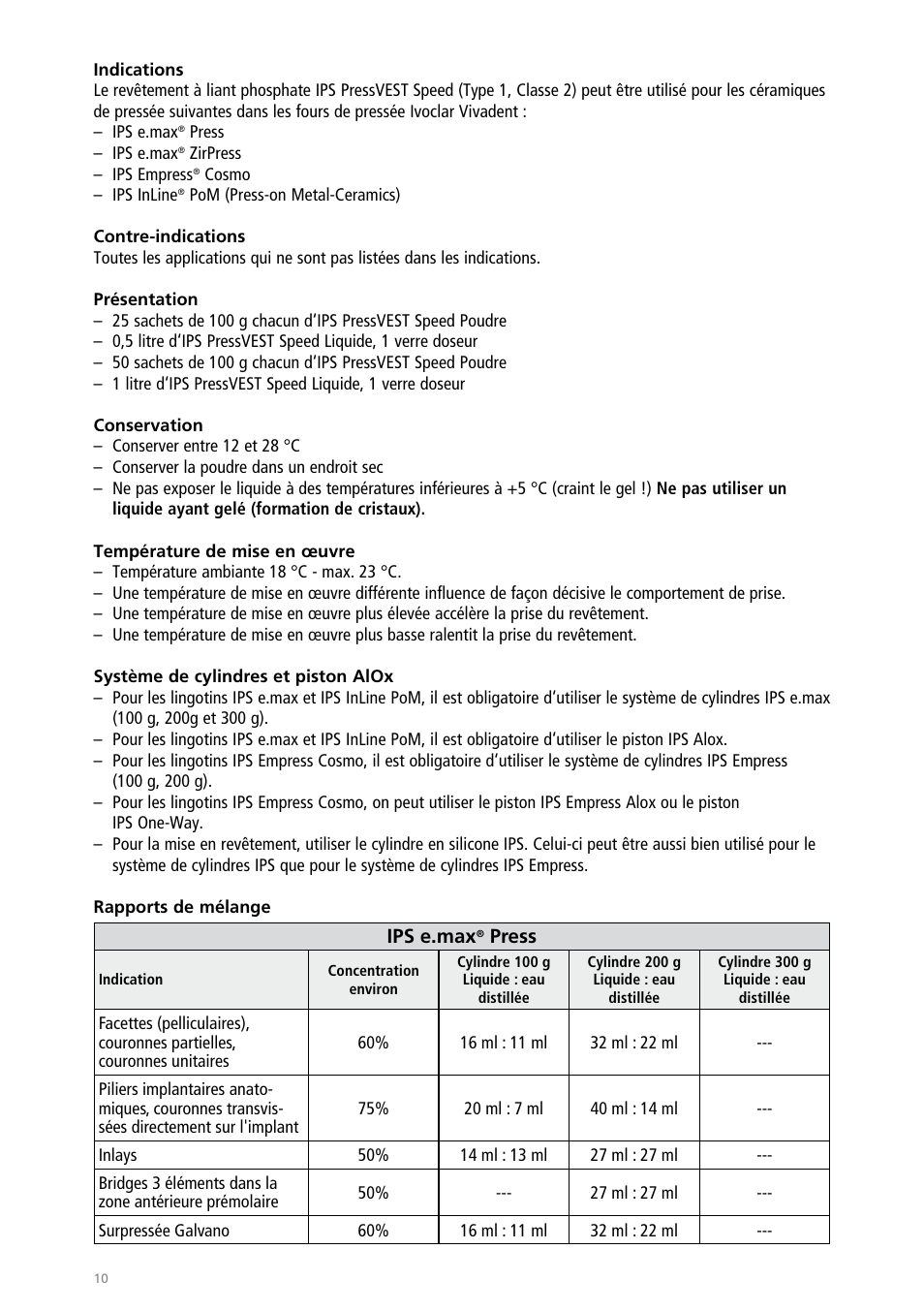 Ivoclar Vivadent IPS PressVEST Speed User Manual | Page 10 / 64