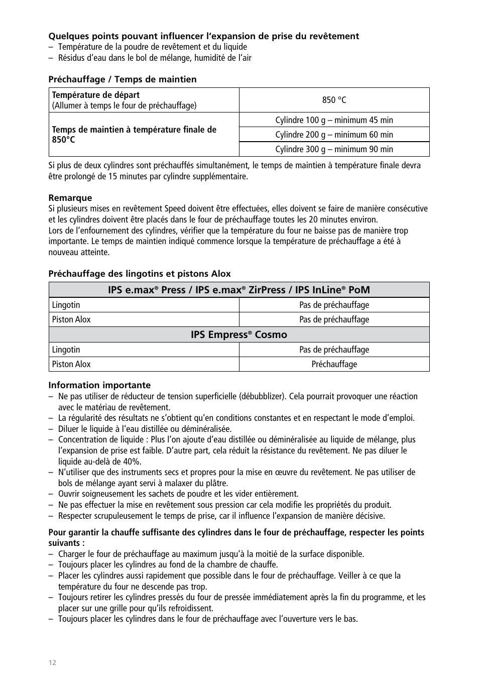 Ivoclar Vivadent IPS PressVEST Speed User Manual | Page 12 / 64