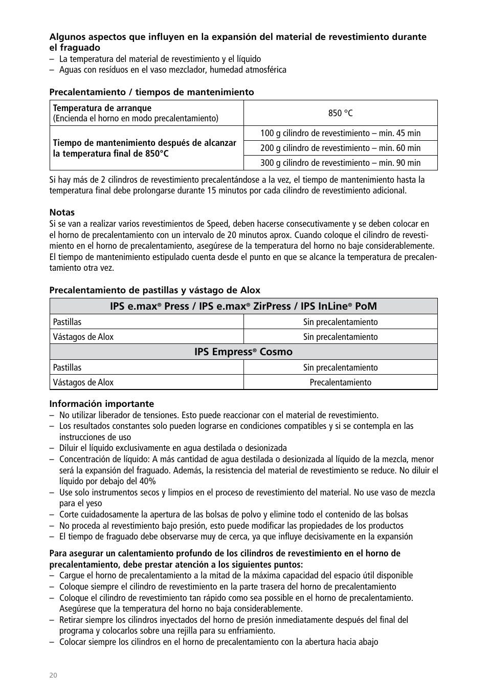 Ivoclar Vivadent IPS PressVEST Speed User Manual | Page 20 / 64