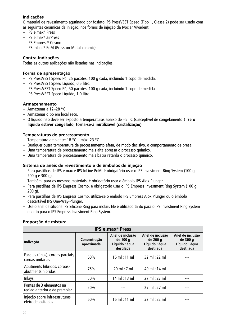 Ivoclar Vivadent IPS PressVEST Speed User Manual | Page 22 / 64