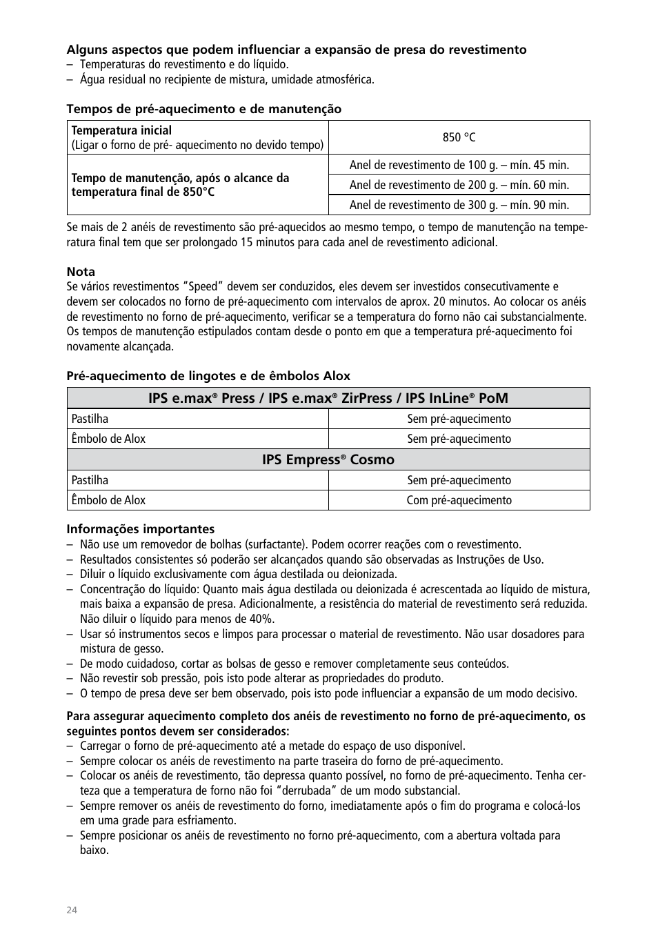 Ivoclar Vivadent IPS PressVEST Speed User Manual | Page 24 / 64