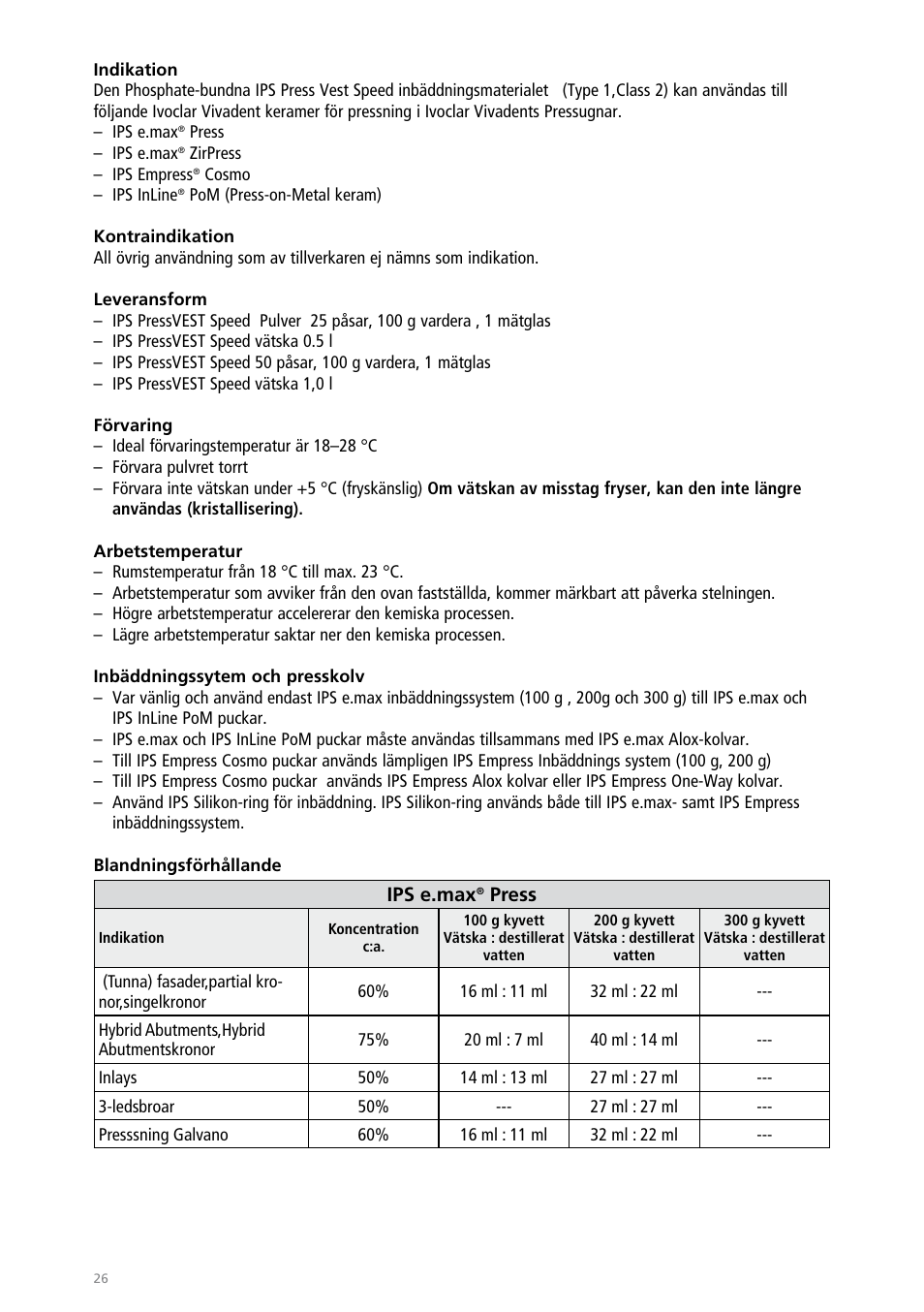 Ivoclar Vivadent IPS PressVEST Speed User Manual | Page 26 / 64