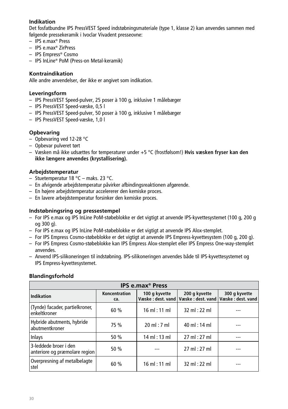 Ivoclar Vivadent IPS PressVEST Speed User Manual | Page 30 / 64