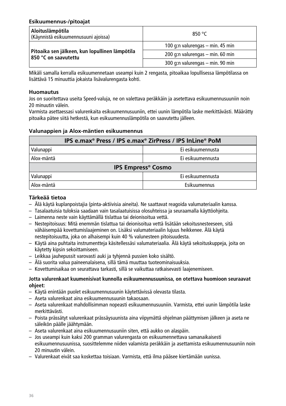 Ivoclar Vivadent IPS PressVEST Speed User Manual | Page 36 / 64