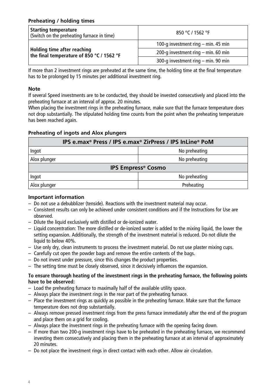 Ivoclar Vivadent IPS PressVEST Speed User Manual | Page 4 / 64