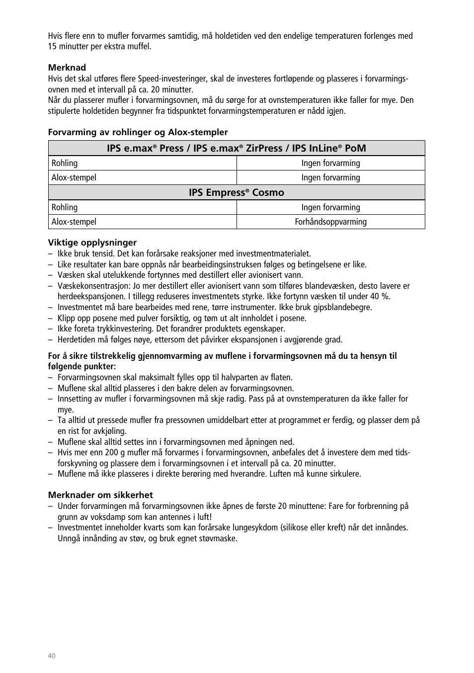 Ivoclar Vivadent IPS PressVEST Speed User Manual | Page 40 / 64