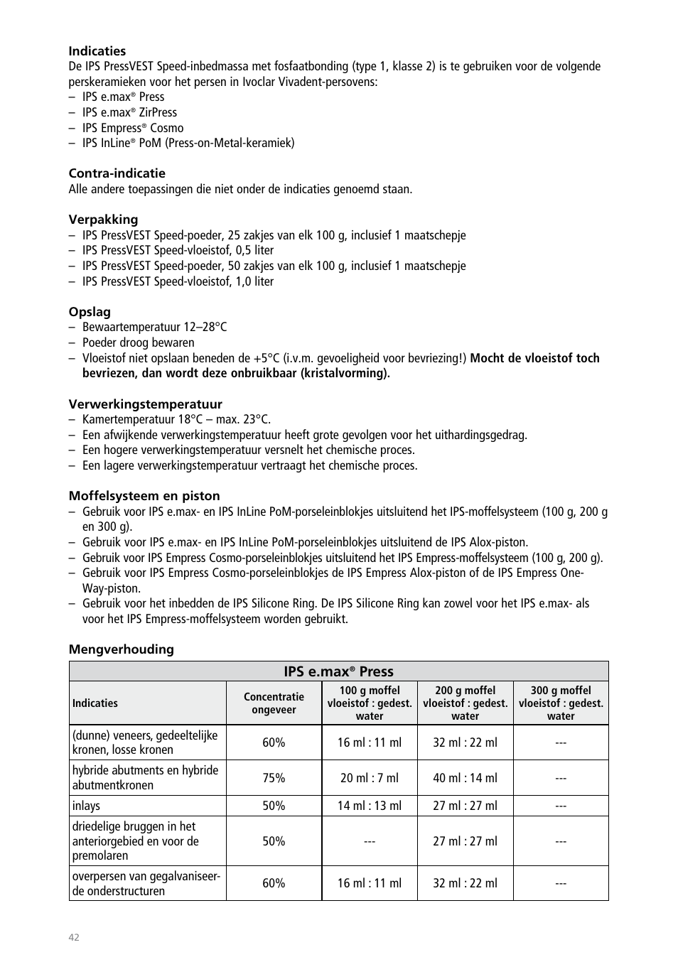 Ivoclar Vivadent IPS PressVEST Speed User Manual | Page 42 / 64