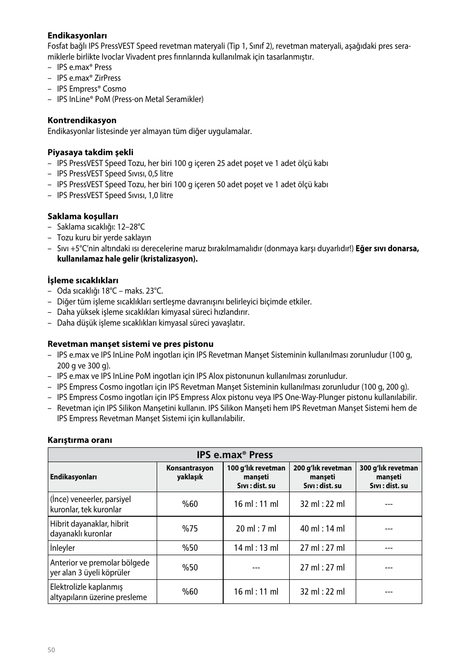 Ivoclar Vivadent IPS PressVEST Speed User Manual | Page 50 / 64