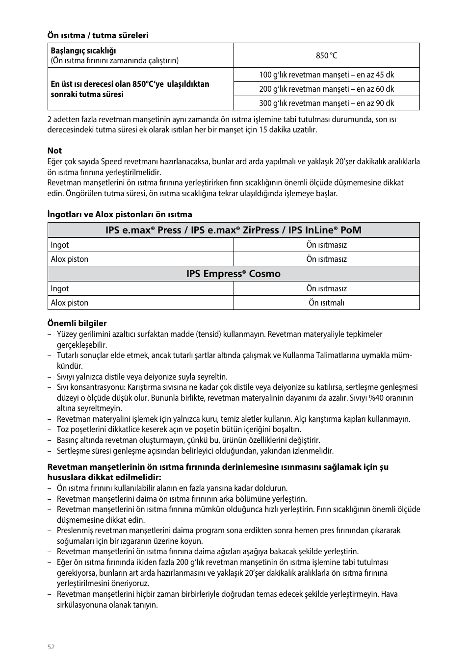 Ivoclar Vivadent IPS PressVEST Speed User Manual | Page 52 / 64