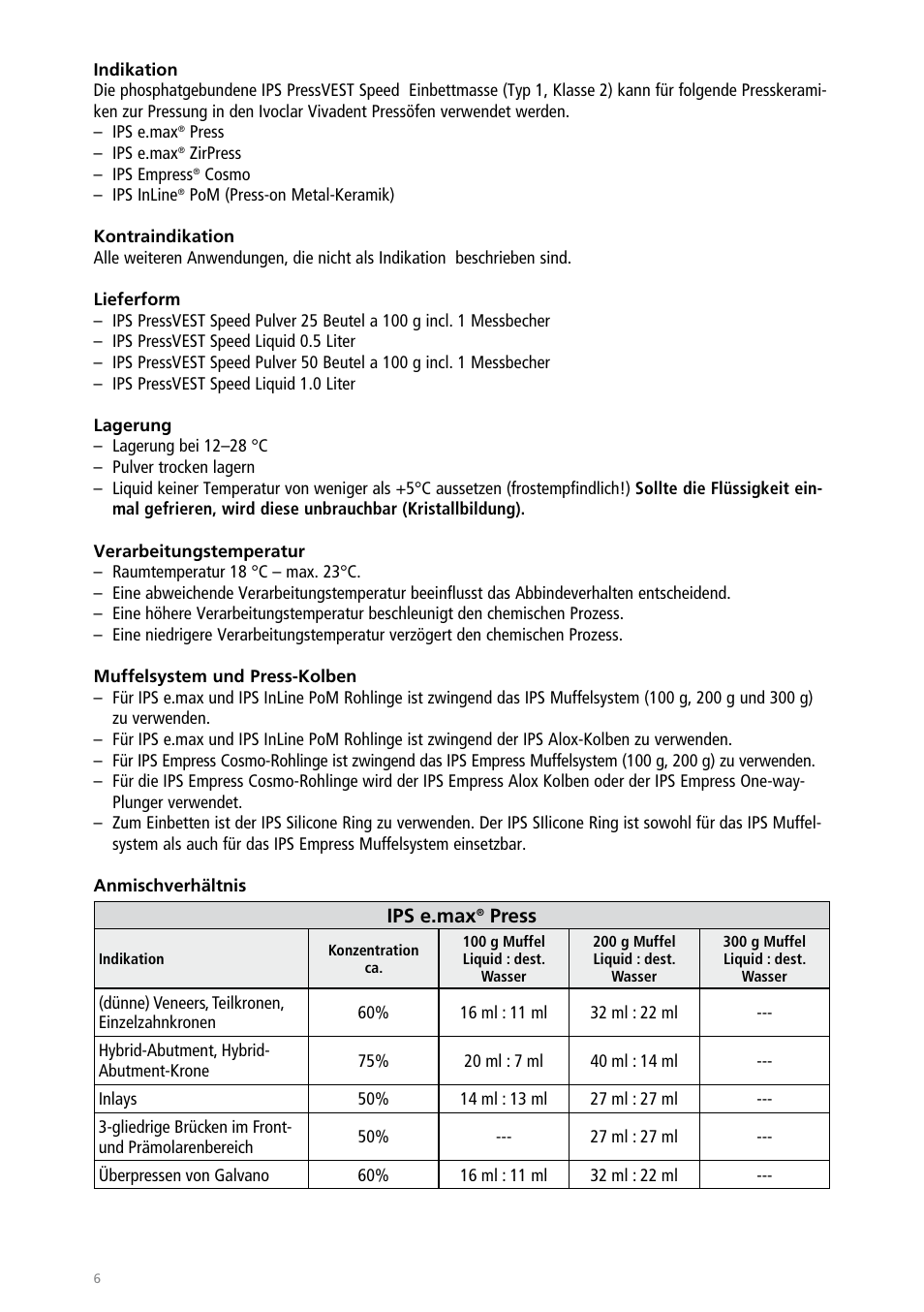 Ivoclar Vivadent IPS PressVEST Speed User Manual | Page 6 / 64