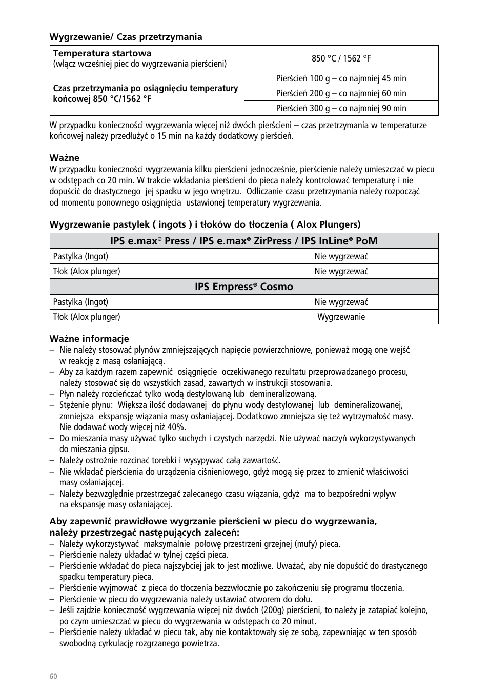 Ivoclar Vivadent IPS PressVEST Speed User Manual | Page 60 / 64