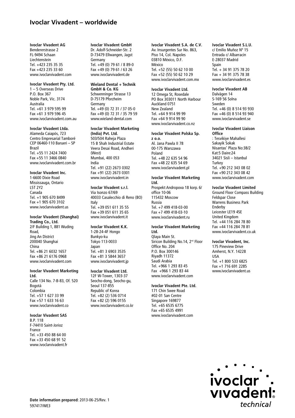 Ivoclar vivadent – worldwide | Ivoclar Vivadent IPS PressVEST Speed User Manual | Page 64 / 64