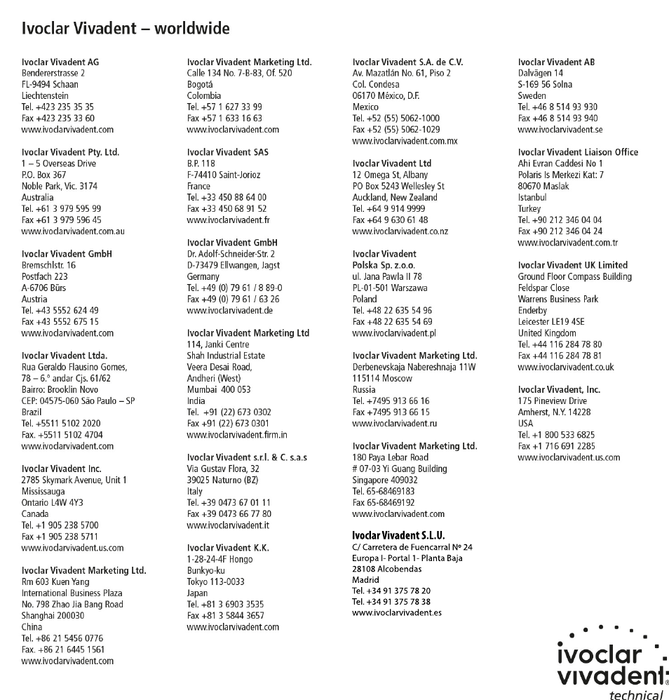 Ivoclar Vivadent IPS Object Fix Putty-Flow User Manual | Page 11 / 11