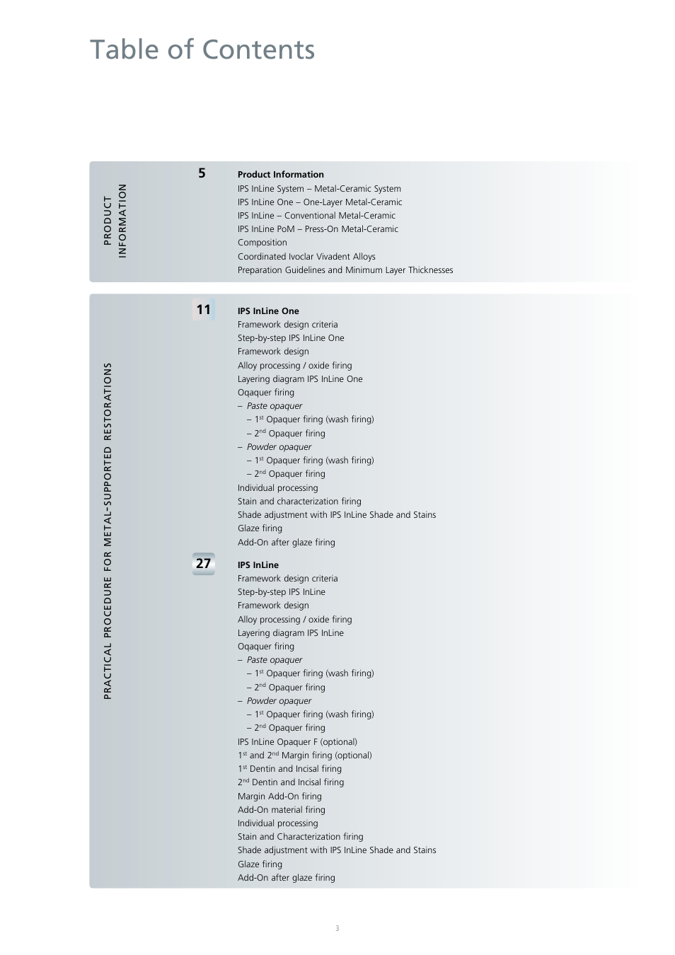 Ivoclar Vivadent IPS InLine System User Manual | Page 3 / 88