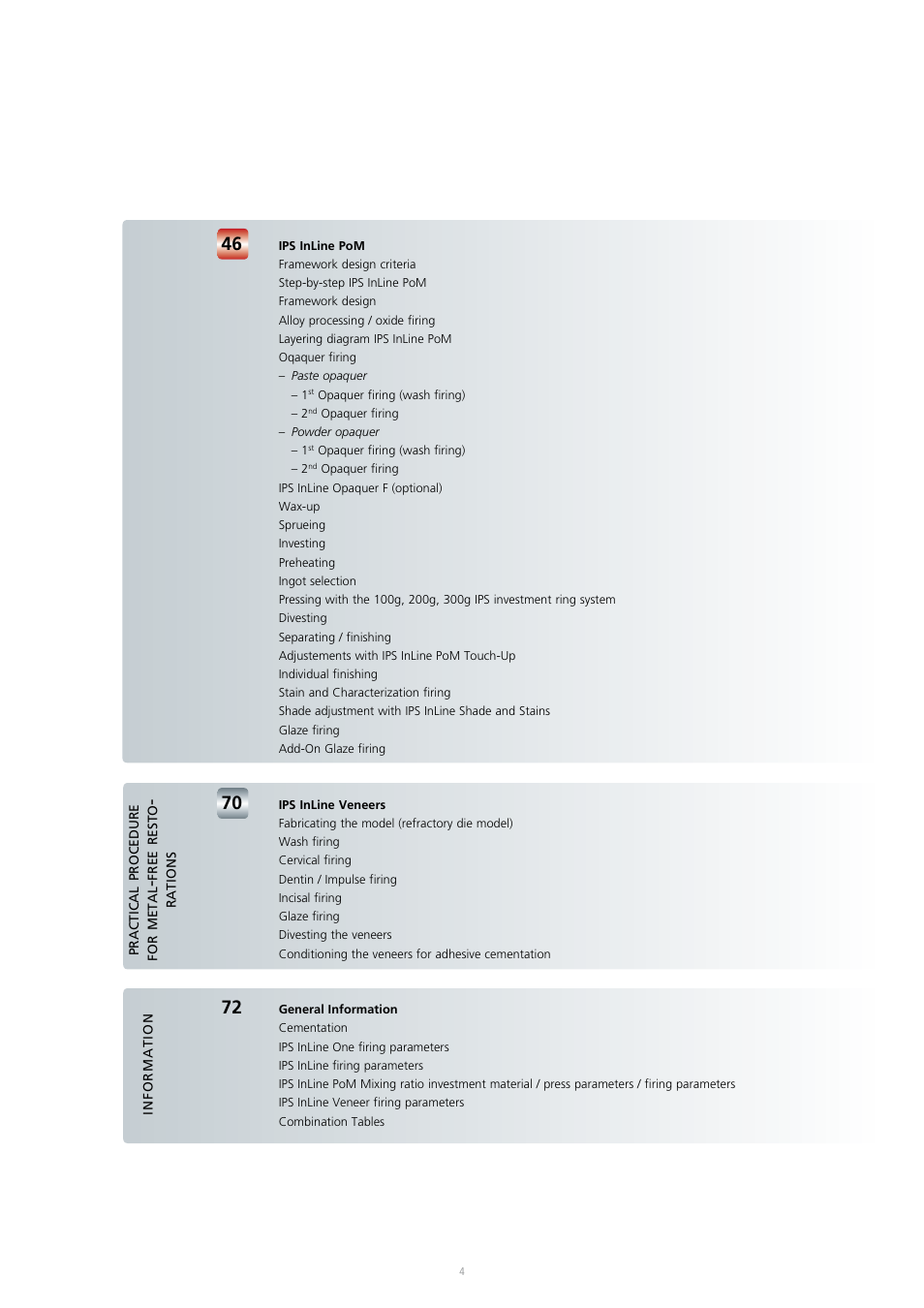 Ivoclar Vivadent IPS InLine System User Manual | Page 4 / 88