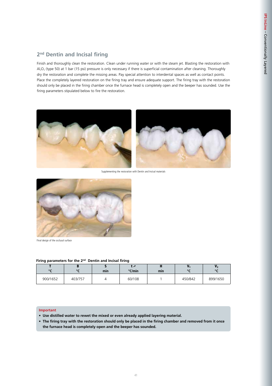 Dentin and incisal firing | Ivoclar Vivadent IPS InLine System User Manual | Page 41 / 88