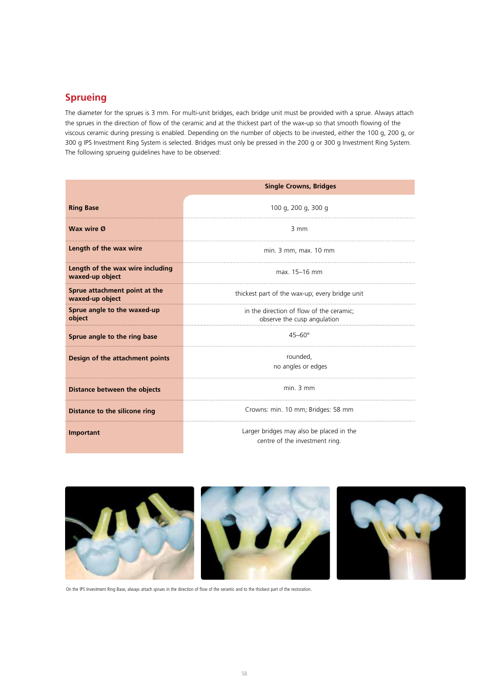 Sprueing | Ivoclar Vivadent IPS InLine System User Manual | Page 58 / 88