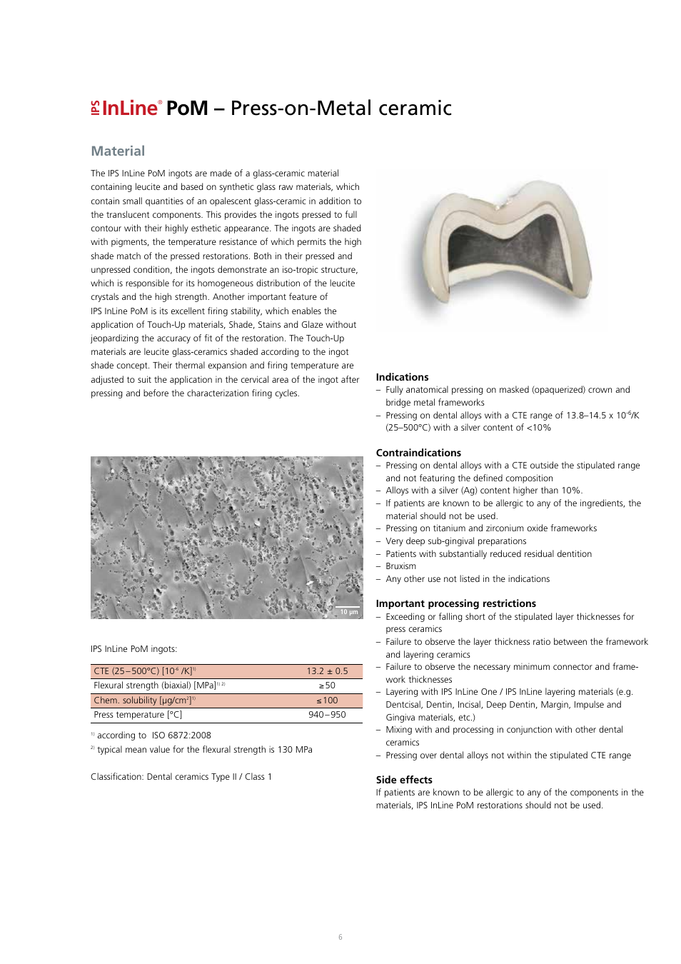 Inline, Pom – press-on-metal ceramic, Material | Ivoclar Vivadent IPS InLine System User Manual | Page 6 / 88