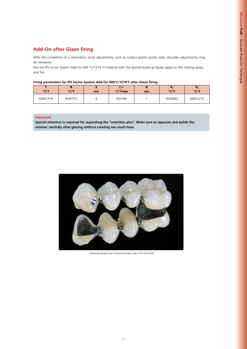 Add-on after glaze firing | Ivoclar Vivadent IPS InLine System User Manual | Page 69 / 88