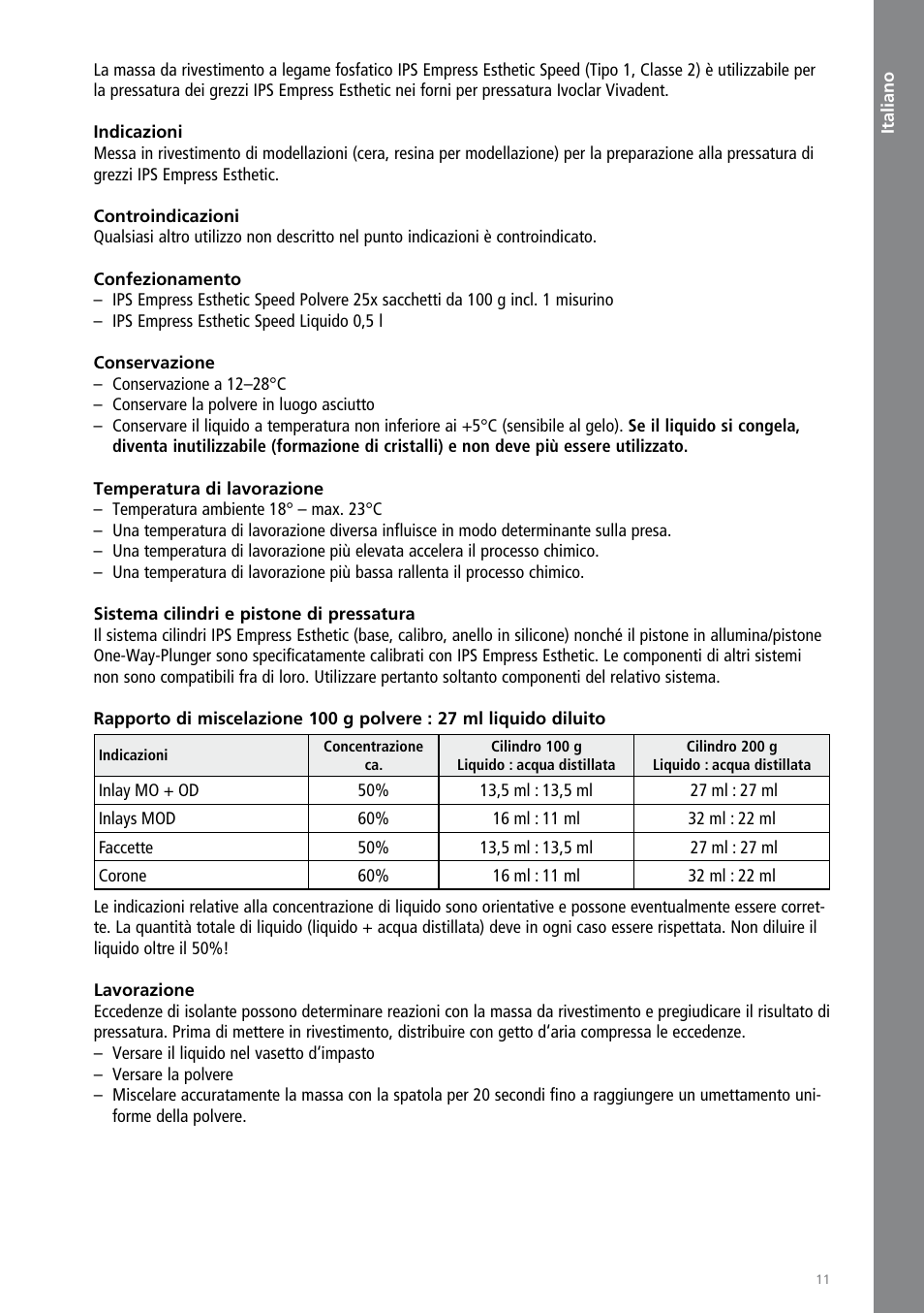 Italiano | Ivoclar Vivadent IPS Empress Esthetic Speed User Manual | Page 11 / 48