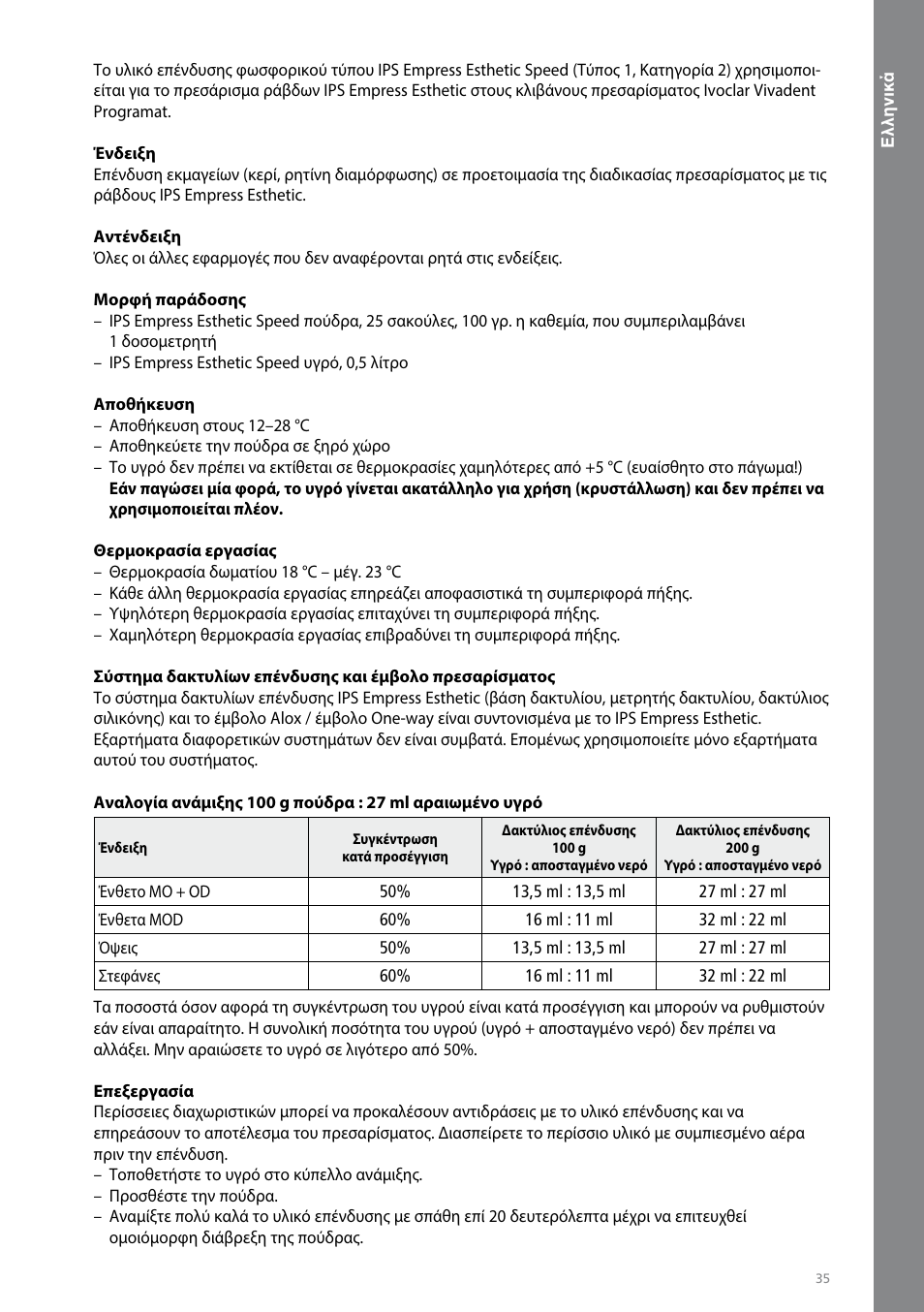 Eλληνικά | Ivoclar Vivadent IPS Empress Esthetic Speed User Manual | Page 35 / 48