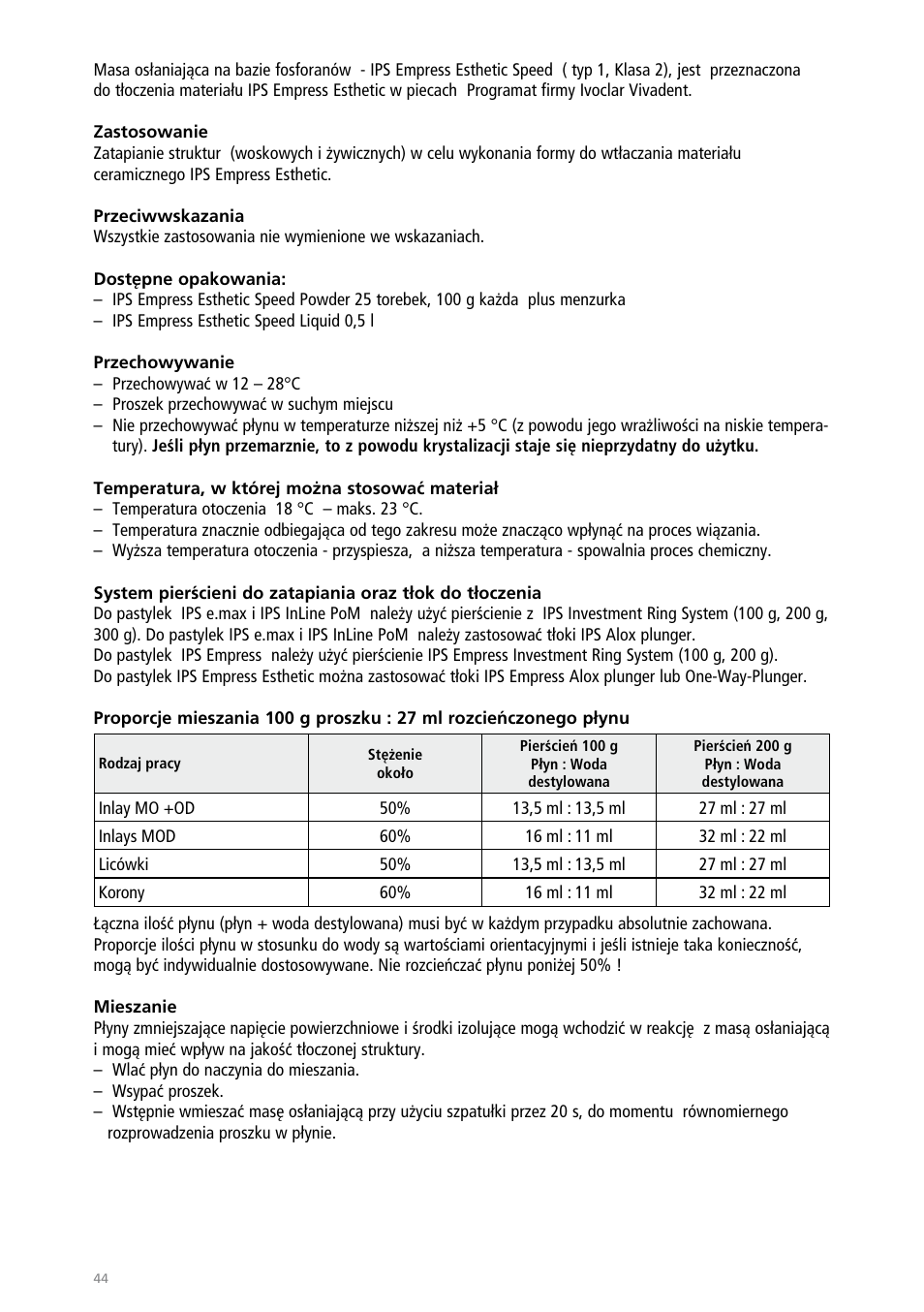 Ivoclar Vivadent IPS Empress Esthetic Speed User Manual | Page 44 / 48