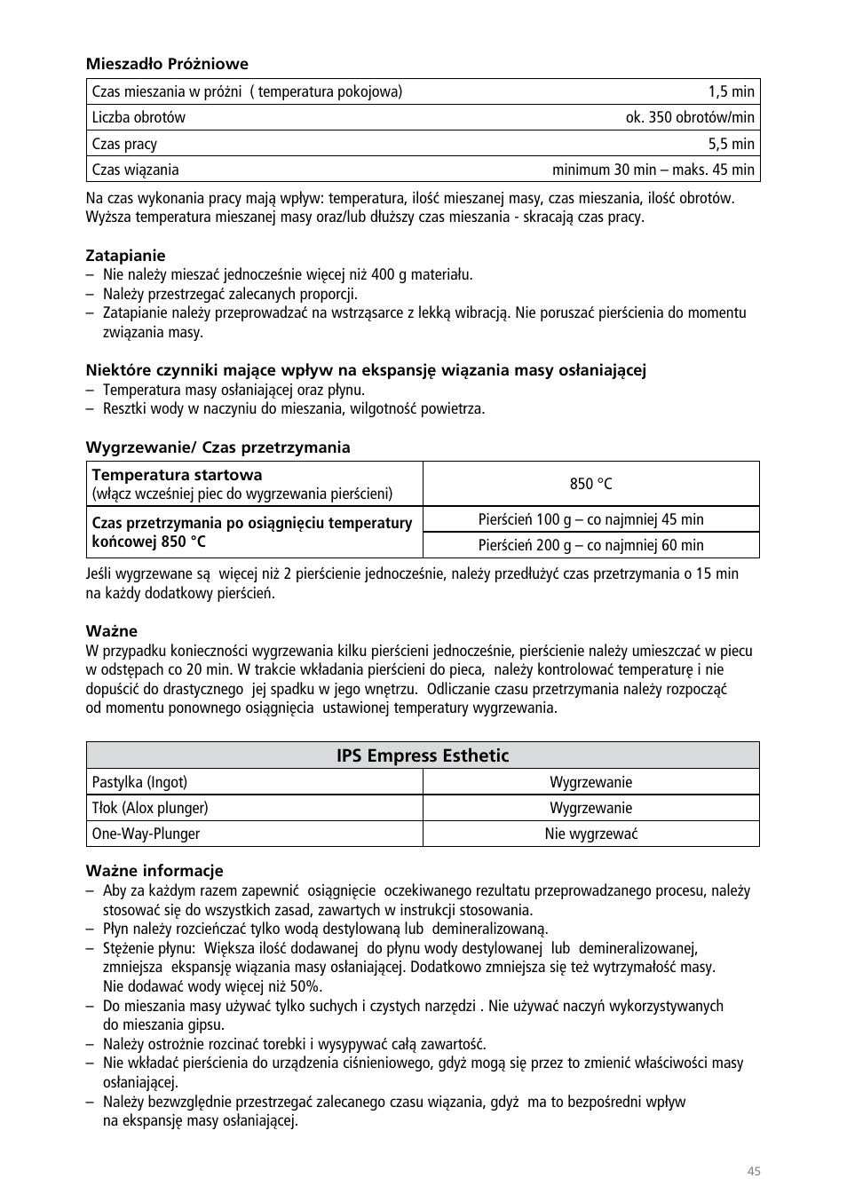 Ivoclar Vivadent IPS Empress Esthetic Speed User Manual | Page 45 / 48